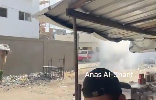 Thumbnail preview image for the video titled: IDF fire smoke bombs at Kamal Adwan hospital