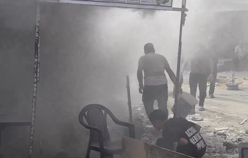 Thumbnail preview image for the video titled: IDF launches smoke bombs at Kamal Adwan hospital