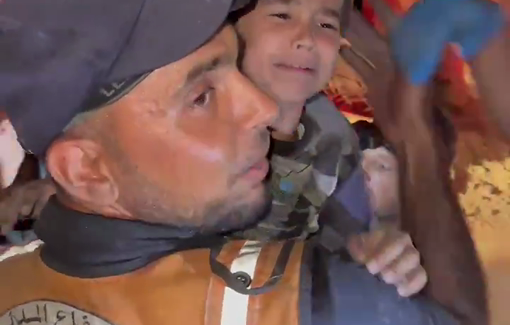 Thumbnail preview image for the video titled: Women and children evacuated from Shalha family home after IDF bombing