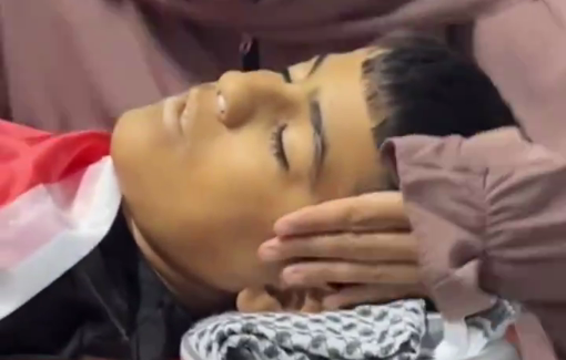 Thumbnail preview image for the video titled: Farewell of the 12 y/o boy, Hatem Ghaith, killed by Israeli bullets in Qalandiya