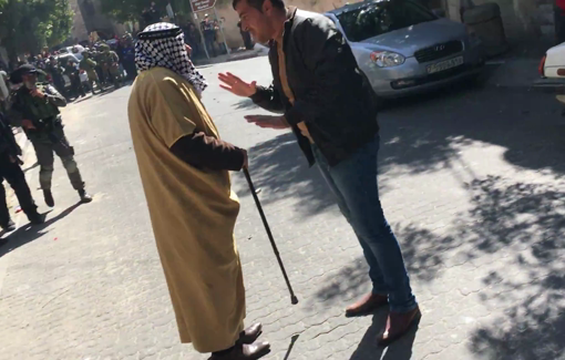 Thumbnail preview image for the video titled: Haji Zaid Abu Halil’s stood alone in front of a line of Israeli guns twice