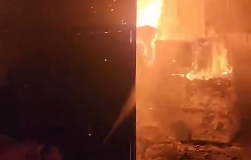 Thumbnail preview image for the video titled: Al-Shalfouh bakery burned down by IDF artillery shelling