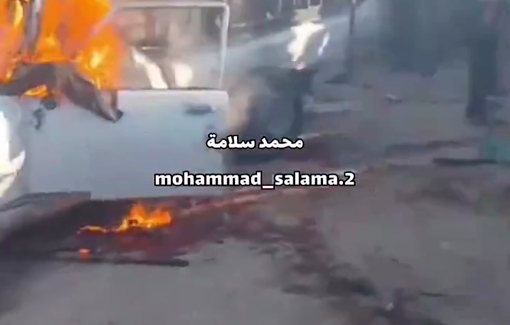 Thumbnail preview image for the video titled: First moments after IDF bombed 2 cars in Khan Yunis