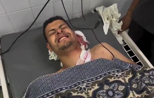 Thumbnail preview image for the video titled: Fadi Al-Wahidi fighting for his life after being shot by Israeli drone