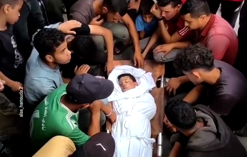 Thumbnail preview image for the video titled: Funeral of child found murdered by Israeli airstrikes on Al-Rufaida school