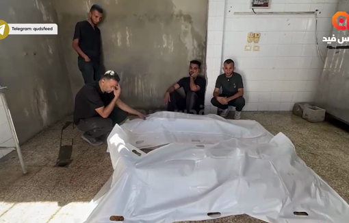 Thumbnail preview image for the video titled: Men silently mourn their relatives from the Fadel family, killed by IDF strike