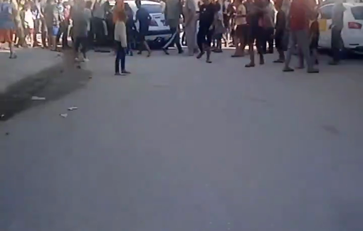 Thumbnail preview image for the video titled: Crowd amasses after Israeli strike in Maghazi