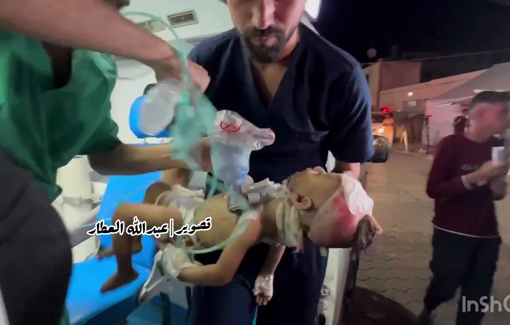 Thumbnail preview image for the video titled: Baby born in displacement shelter and killed there by Israeli bombing