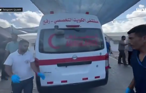 Thumbnail preview image for the video titled: Multiple injuries are still being transported to hospital after the israelis targeted & bombed the University College of Khan Yunis