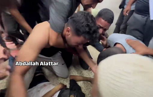 Thumbnail preview image for the video titled: Young men's shock at the murder of their loved ones by Israeli strike