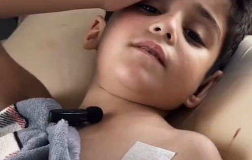 Thumbnail preview image for the video titled: 6y/o Rayan suffers a tumor. Denied proper care by Israeli siege