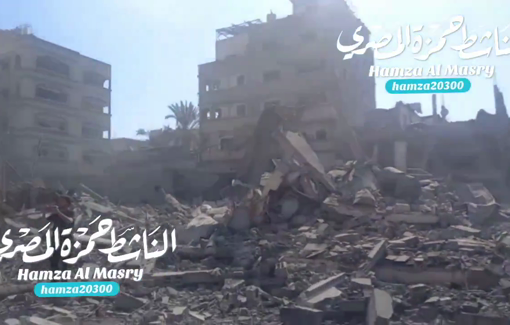 Thumbnail preview image for the video titled: Extensive destruction by Israeli airstrikes of residential block in Tal al-Zaatar