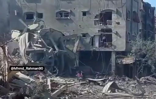 Thumbnail preview image for the video titled: Residential block destroyed in violent Israeli airstrikes