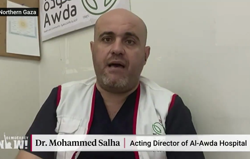 Thumbnail preview image for the video titled: “We will not leave our patients behind us. We have to save them" says Dr. Mohammed Salha of the beseiged Al-Awda Hospital