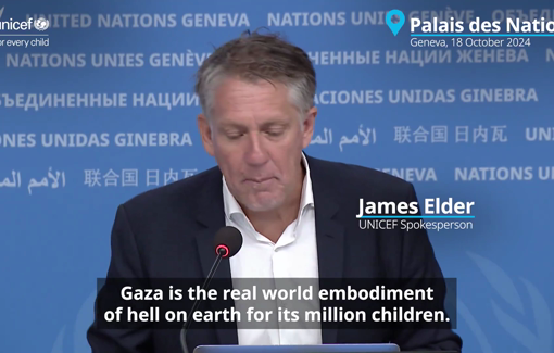 Thumbnail preview image for the video titled: UNICEF: "Gaza is the embodiment of hell on earth for its million children"