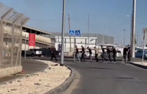 Thumbnail preview image for the video titled: Israeli soldiers have arrested several young men around the Qalandiya military checkpoint on the pretex