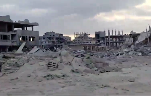 Thumbnail preview image for the video titled: IDF soldier drives through Tal al-Sultan and films the urbicide of Rafah