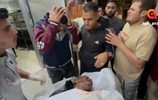 Thumbnail preview image for the video titled: Bereaved man recognizes his brother killed in Israeli attack on a displacement tent in Khan Younis