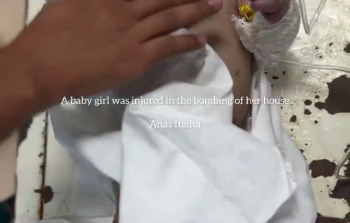 Thumbnail preview image for the video titled: Baby injured in Israeli attacks in central Gaza, trembling