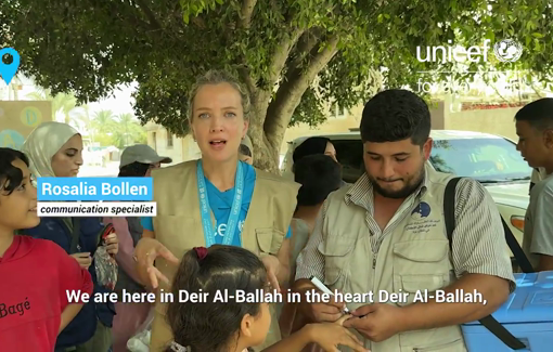 Thumbnail preview image for the video titled: Around 93,000 #children were reached yesterday on the first day of round 2 of polio vaccination campaign in the center of the Gaza Strip