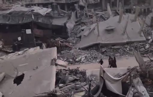 Thumbnail preview image for the video titled: Displacement at dusk under Israeli shelling