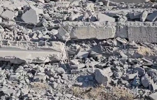 Thumbnail preview image for the video titled: Al-Salihin mosque completely destroyed by IDF bombing in Khan Younis