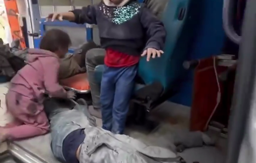 Thumbnail preview image for the video titled: Little children injured in IDF airstrike cry for their parents