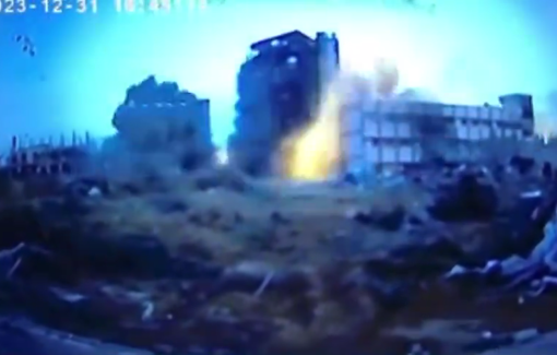 Thumbnail preview image for the video titled: Soldiers cheerfully blow up buildings across Gaza