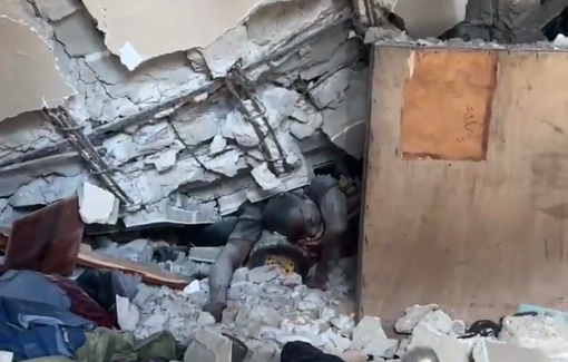 Thumbnail preview image for the video titled: Victims crushed under the school building bombed by the IDF