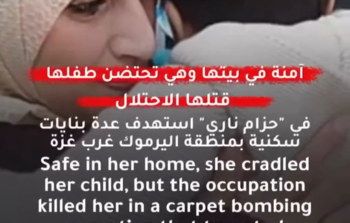 Thumbnail preview image for the video titled: Israeli missiles killed Duaa, her baby, and their entire family while they were asleep in their home