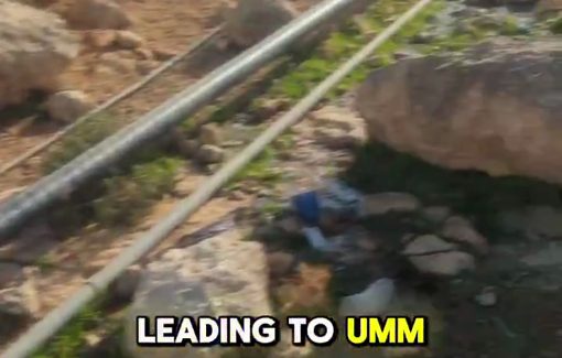 Thumbnail preview image for the video titled: Israeli settlers opened a Palestinian water pipe to waste this essential resource in Umm al-Khair