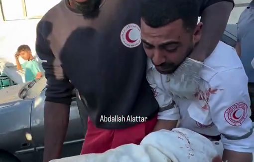 Thumbnail preview image for the video titled: Paramedic Abdulaziz Al-Bardini finds his mother among those killed by Israeli strike