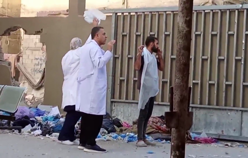 Thumbnail preview image for the video titled: Hospital director Dr. Hossam Abu Safiya and the medical staff when they are arrested by IDF in Kamal Adwan Hospital