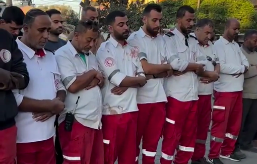 Thumbnail preview image for the video titled: Paramedics perform funeral prayer for colleague's mother