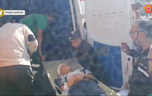 Thumbnail preview image for the video titled: Injuries taken to Al-Ahli Hospital after Israeli strike in Sheikh Radwan