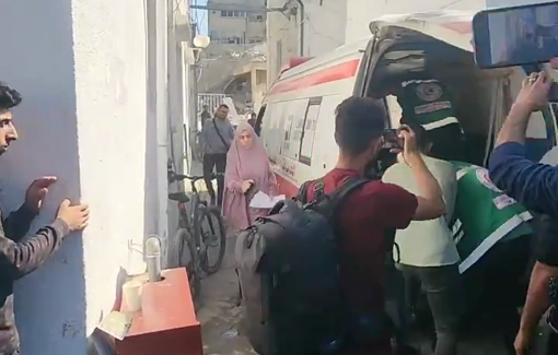 Thumbnail preview image for the video titled: Injuries taken to Al-Ahli Hospital after Israeli strike in Sheikh Radwan