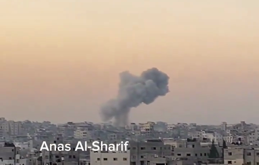 Thumbnail preview image for the video titled: Smoke billows over Beit Lahia from Israeli strikes