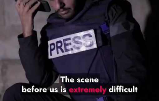 Thumbnail preview image for the video titled: Palestinian journalists persist despite Israeli killing spree