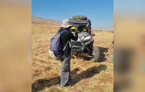 Thumbnail preview image for the video titled: Multiple sanctioned settler Moshe Sharvit attacked the farmer and his family during the olive harvest