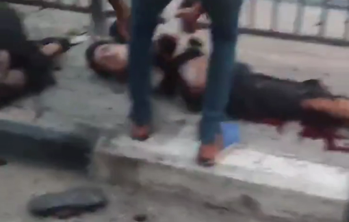 Thumbnail preview image for the video titled: Massacre scene at Bureij entrance struck by Israeli drone