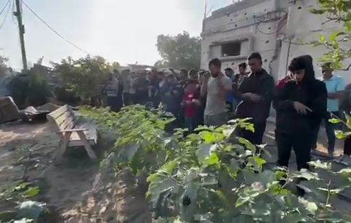 Thumbnail preview image for the video titled: Funeral prayer at Zorob family house bombed by Israel