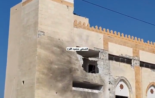 Thumbnail preview image for the video titled: Al-Nour mosque destroyed by Israeli artillery shelling