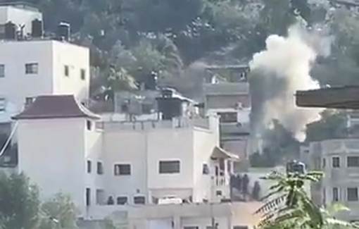 Thumbnail preview image for the video titled: IDF soldiers shoot rocket and open fire on a house in Qabatiya