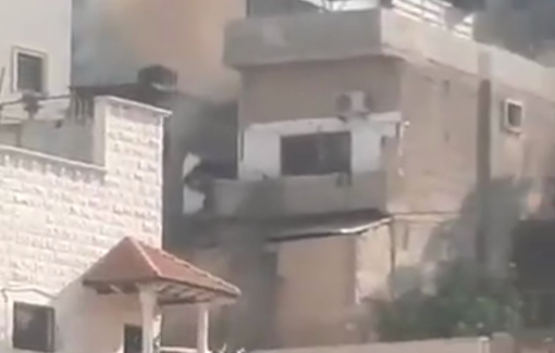 Thumbnail preview image for the video titled: IDF soldiers shoot rocket and open fire on a house in Qabatiya