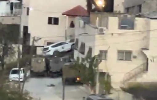 Thumbnail preview image for the video titled: Israeli forces destroying the besieged residential houses during a vioçlent raid on Qabatiya