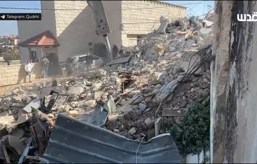 Thumbnail preview image for the video titled: Israeli soldiers demolished 4 homes after besieging them, searching somebody they did not find