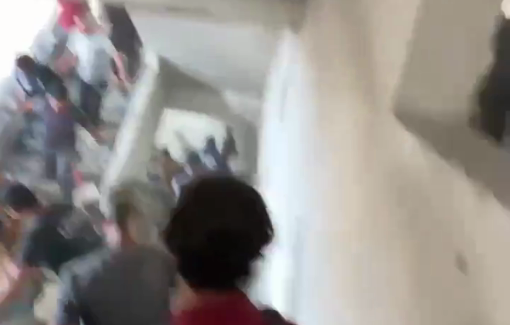 Thumbnail preview image for the video titled: People flee Shuhaibar school as IDF threatened a second strike