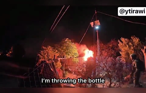 Thumbnail preview image for the video titled: Throwing Molotov cocktails on civilian properties in Lebanese village