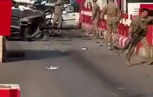 Thumbnail preview image for the video titled: An Israeli drone bombs a car at a Lebanese Army checkpoint in Sidon killing civilians and injured UNIFIL peacekeepers