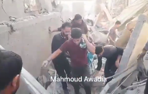 Thumbnail preview image for the video titled: Neighbors pull out bodies Al-Asi family killed by IDF bombing